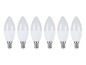 Zes witte LED-kaarslampen