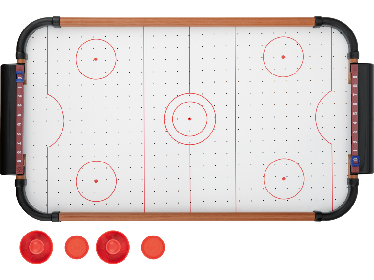 Tafelairhockey met twee pushers en twee pucks