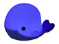 Een blauwe walvisvormige nachtlamp.