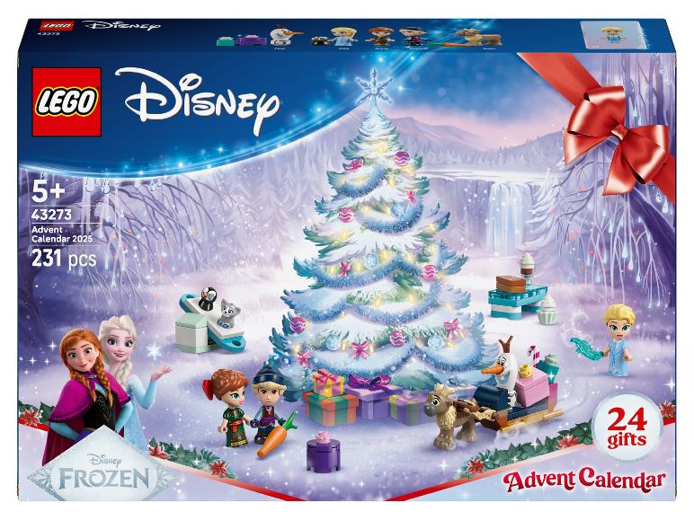 LEGO Disney Frozen Adventskalender 2025 met 231 onderdelen en 24 cadeaus.
