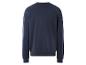 Donkerblauwe sweater met lange mouwen.
