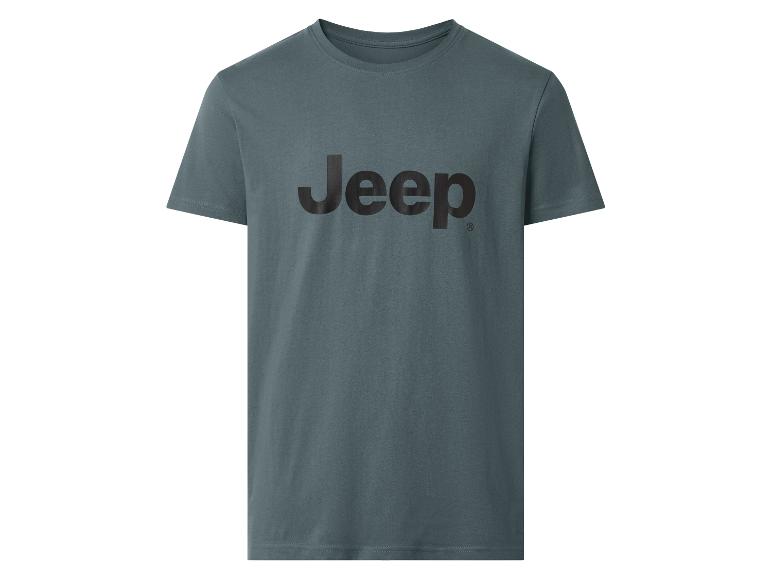Donkergrijs Jeep-merk T-shirt met korte mouwen en ronde hals.
