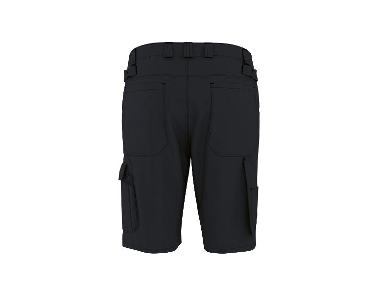 Zwarte cargoshorts voor heren met zijzakken en riemlussen.