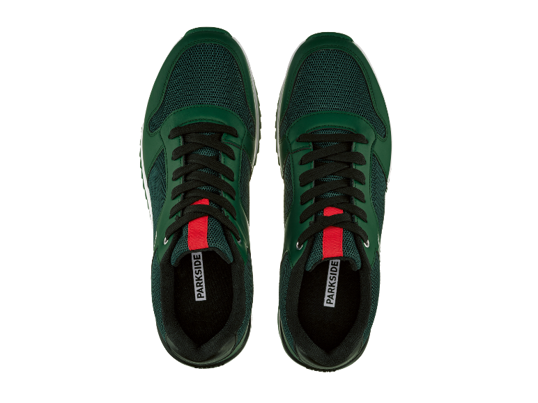 Groene Parkside sneakers, bovenaanzicht.