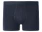 Donkerblauwe herenboxershorts met een wit gestreepte tailleband.