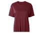 Eenvoudig bordeauxrood T-shirt met korte mouwen en ronde hals.