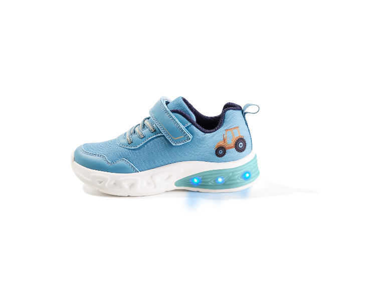 Blauwe kindersneakers met LED-verlichting.