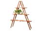 Houten plantenrek met drie planken, met een groene potplant.