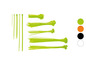Groene kabelbinders in verschillende formaten.