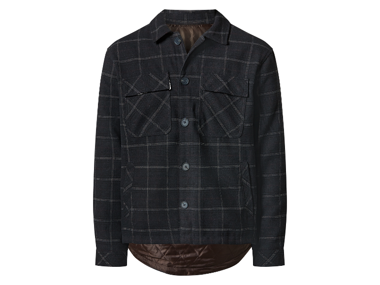 Geruite jas met gewatteerde voering.