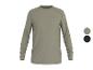 Khaki shirt met lange mouwen, contrasterende stiksels en logo, met grijze en zwarte kleuropties.