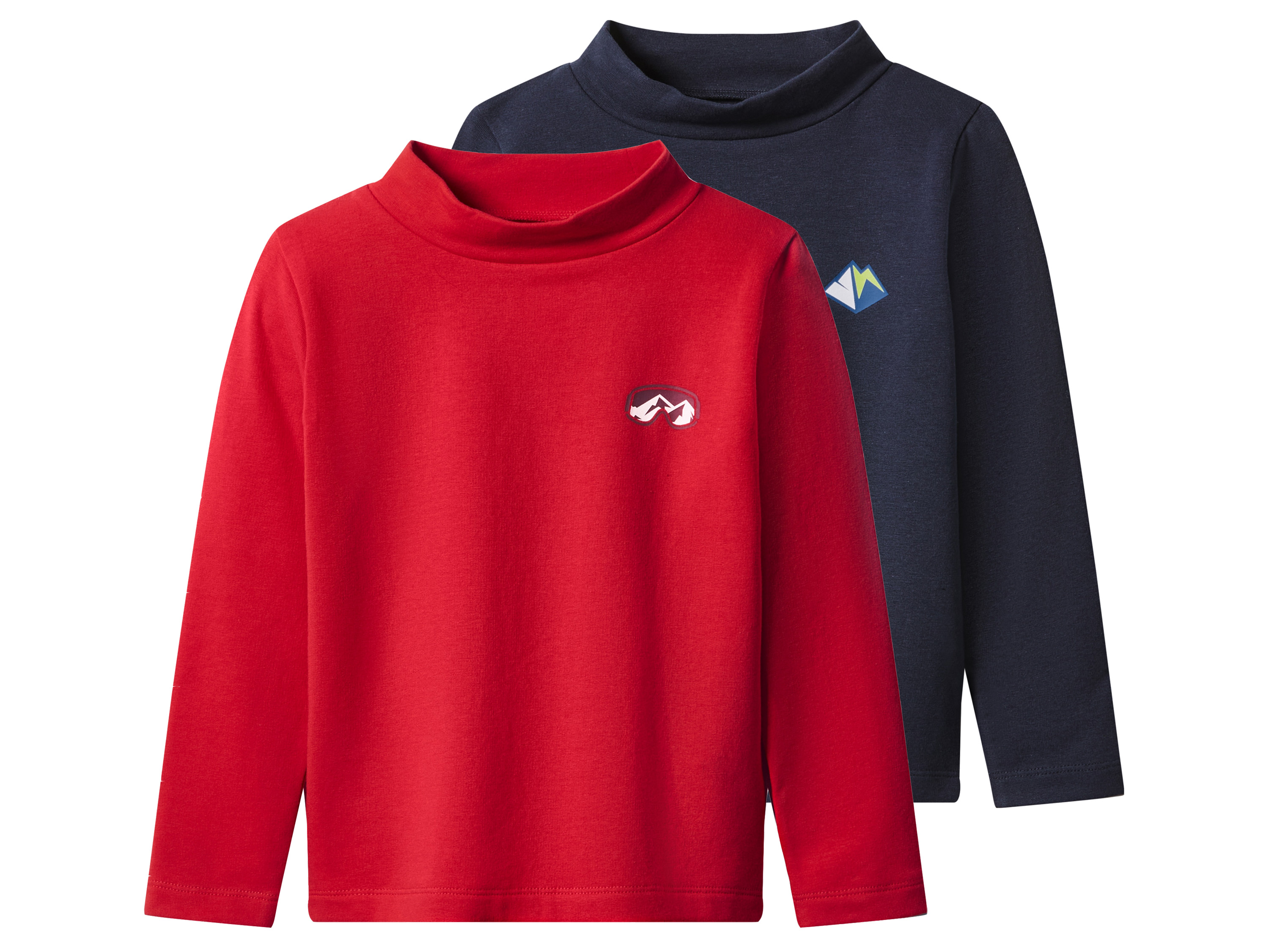 LUPILU Kinder thermoshirts, set van 2 (Donkerblauw/rood, 110/116)