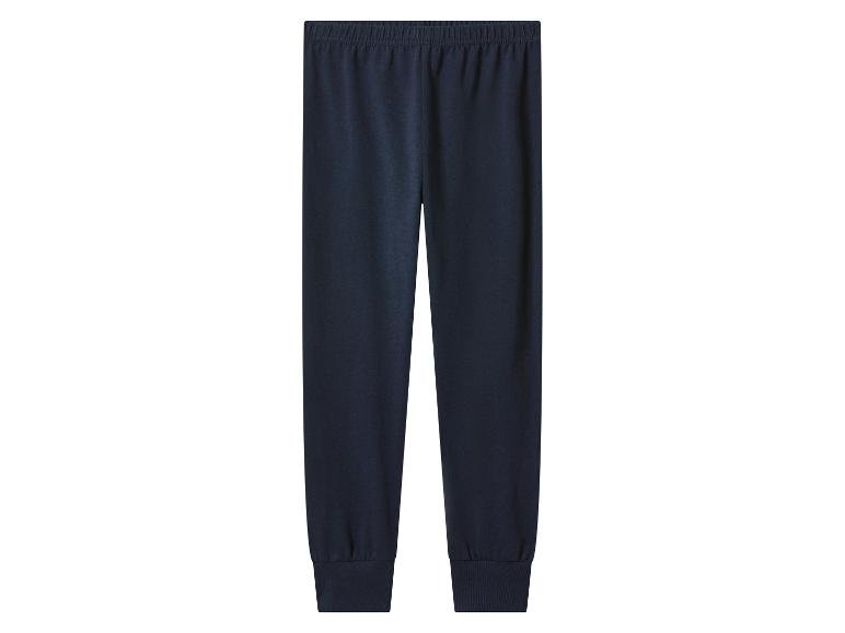 Donkerblauwe heren joggingbroek met elastische tailleband en boorden.