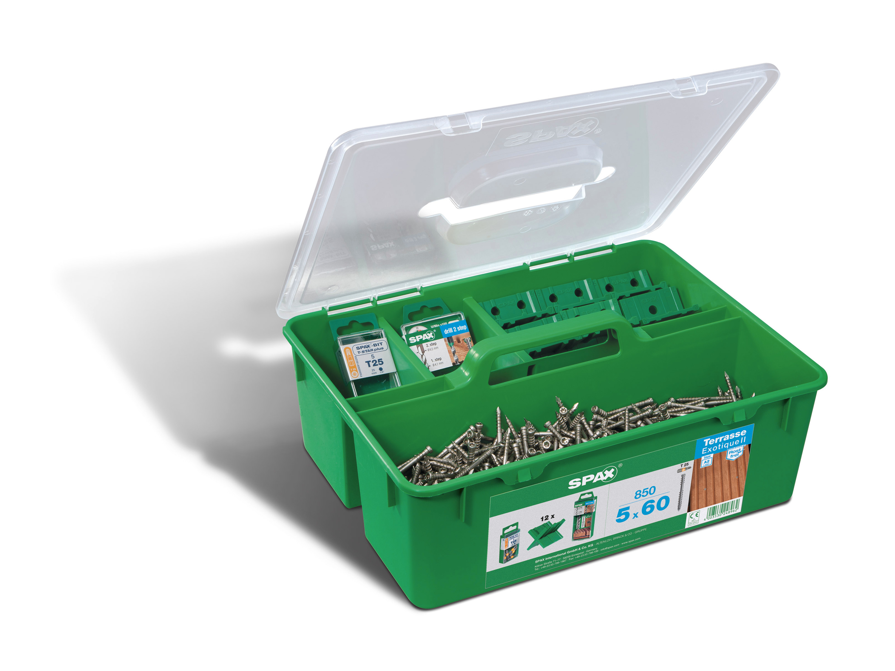 SPAX Vlonderschroeven set GREEN Box, 5 x 60 mm, voor terrassen van 25-28 m², RVS