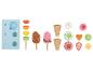 Houten speelset met ijs- en fruitthema, met sorteerbord.