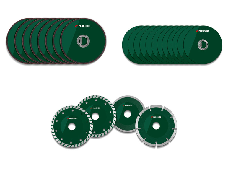 Groep Parkside schijven voor schuren en slijpen.