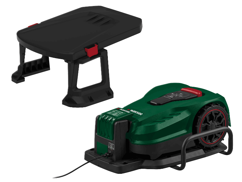 Parkside robotmaaier met transportplateau.