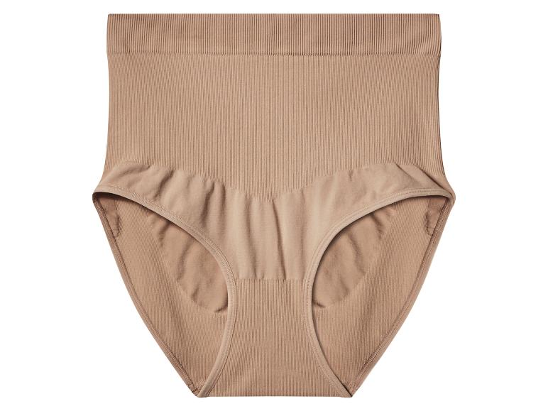 Beige geribbelde corrigerende slip met hoge taille