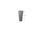 Grijze regenton met kraan, 120 cm hoog en 58 cm breed.