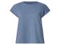 Blauw dames T-shirt met korte mouwen en zak