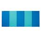 Blauw en turquoise opvouwbare turnmat met vijf panelen.
