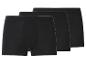 Drie zwarte herenboxershorts, achter elkaar geplaatst.