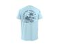 Lichtblauw T-shirt met palmbomen, zon en golven, met de tekst 'BRIGHT DAYS BOLD VIBES SUNSHINE & WAVES'.