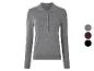 Grijze longsleeve polo met knoopsluiting en kraag.