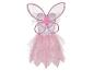 Een roze tutu met vleugels voor een feeënkostuum.