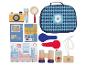 Houten detectivespeelset met draagtas, camera, zaklamp, vergrootglas en accessoires.
