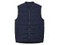 Donkerblauwe gewatteerde bodywarmer met ritssluiting aan de voorkant
