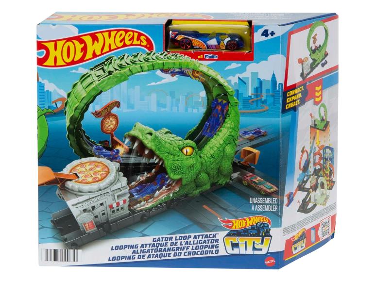 Hot Wheels City speelset met een alligatorlusbaan en een auto.