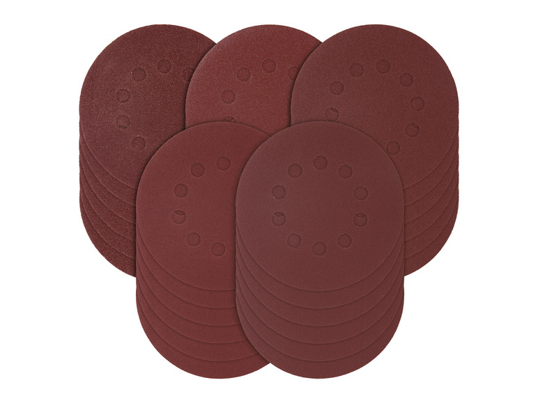 Een stapel ronde schuurpapier schijven.