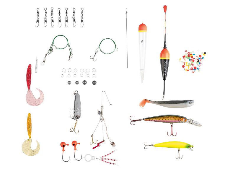 Visset met diverse kunstaas, dobbers en accessoires.