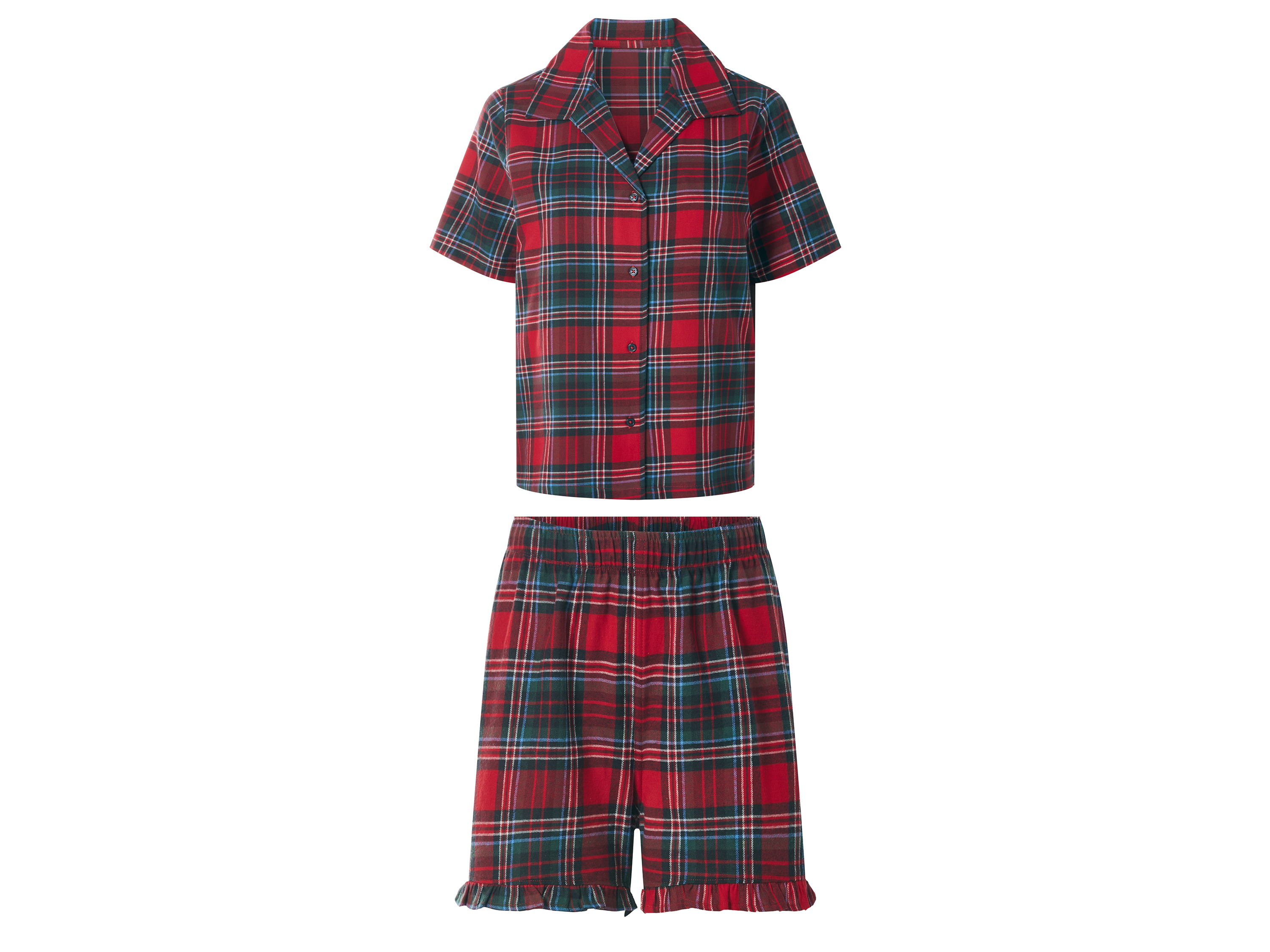 ESMARA Dames flanellen pyjama (Rood, M (40/42))