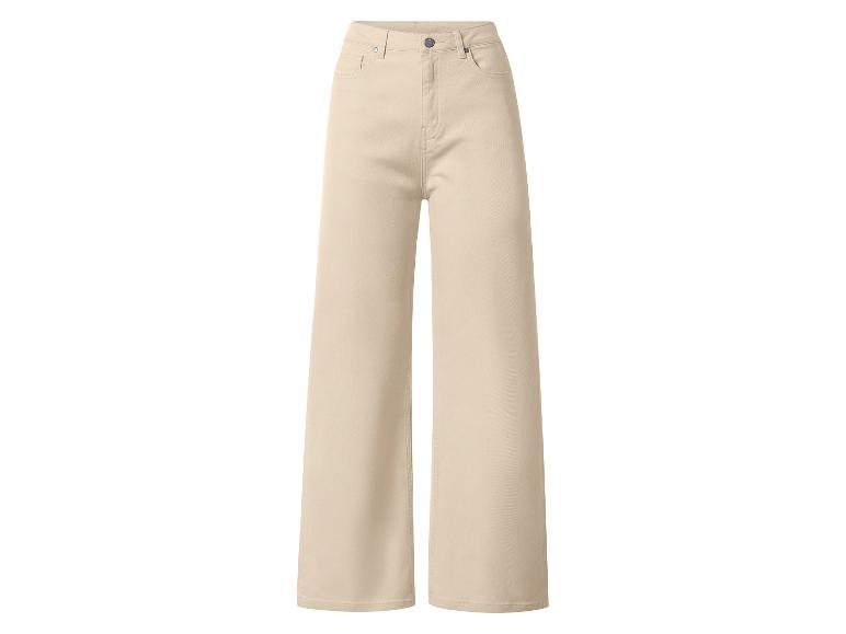 Beige high-waisted wide-leg jeans