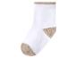 Witte sok met bruine teen en hiel.