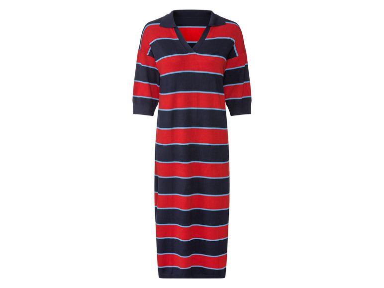 esmara Dames midi jurk (XS (32/34), Marineblauw/rood/blauw)