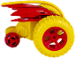 Rood-gele speelgoedauto voor kinderen met grote wielen