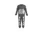 Grijs kinderoveral met skeletprint.
