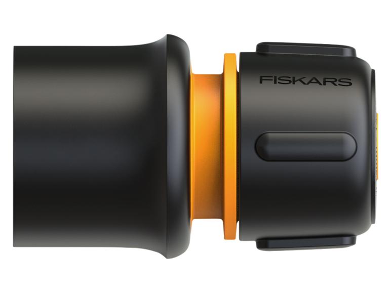 Fiskars tuinslangkoppeling, zwart en oranje.