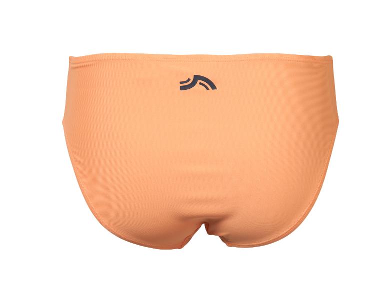Perzikkleurig dames bikinibroekje met donker logo op de achterkant.