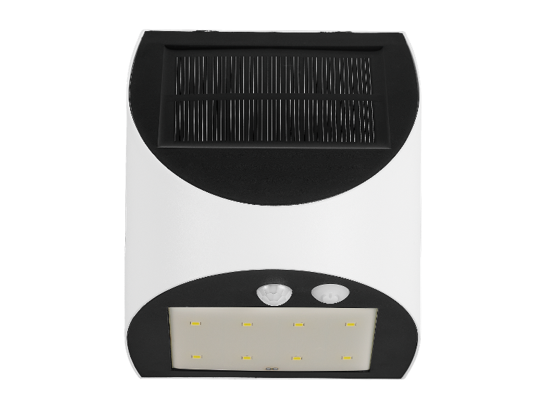 Een op zonne-energie werkende LED-lamp met bewegingssensor.