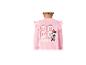 Roze meisjessweater met het nummer 28 en een stripfiguur op de rug.