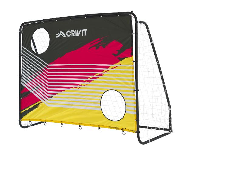 Voetbaldoel met trainingsdoek in zwart, rood en geel