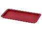 Rechthoekige rode siliconen bakvorm.