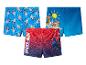 Drie kinderzwembroeken: blauw met honden, blauw met puppy's en rood-blauw met Spider-Man.