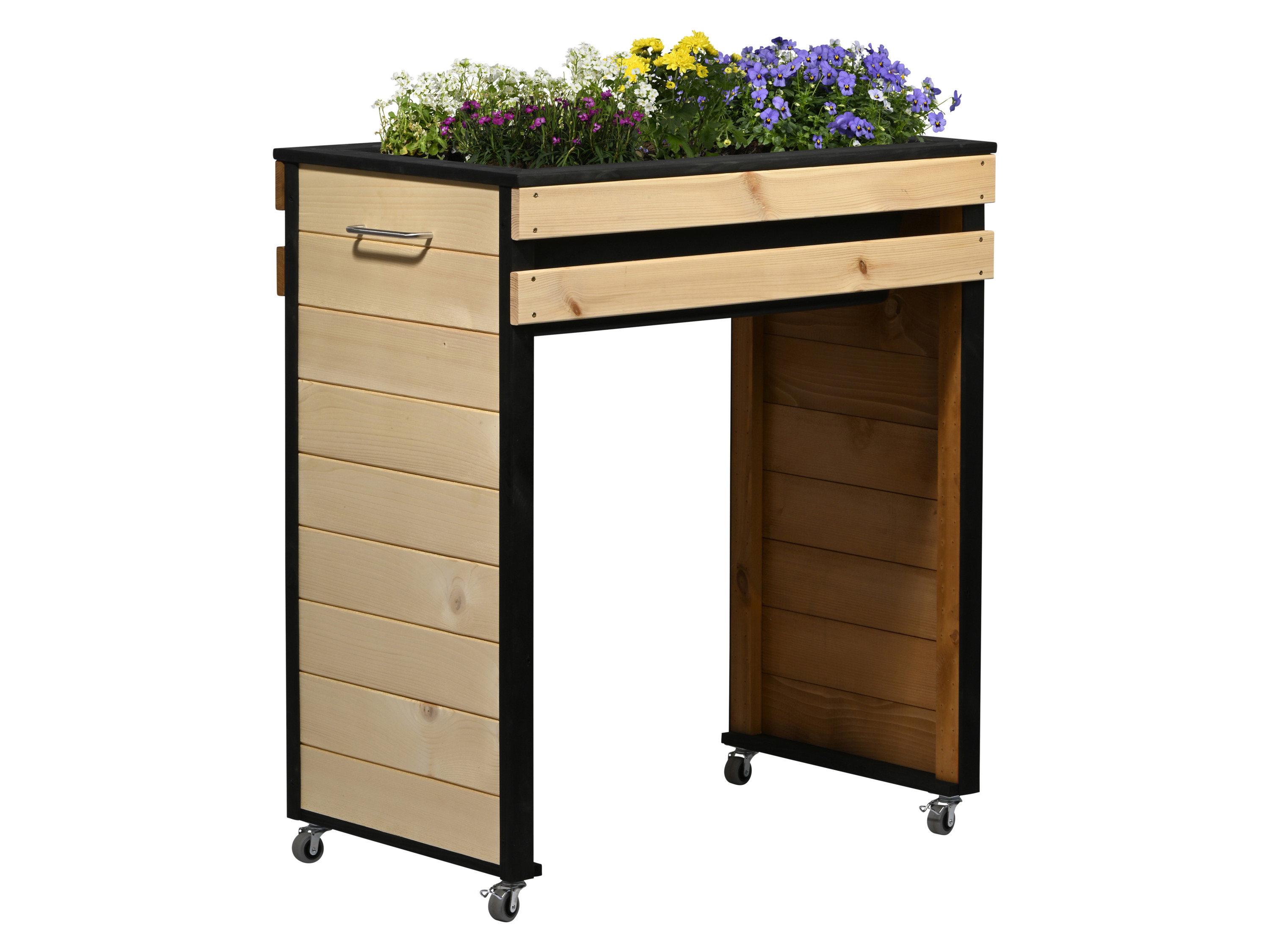 DOBAR Hoge plantenbak Wheely, maat M, op wielen
