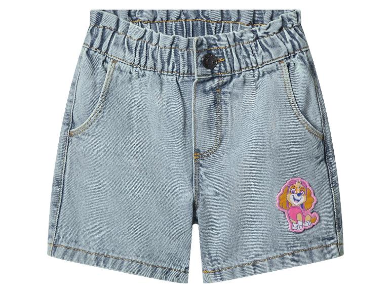 Lichtblauwe denim shorts met elastische taille en een cartoonhondenpatch