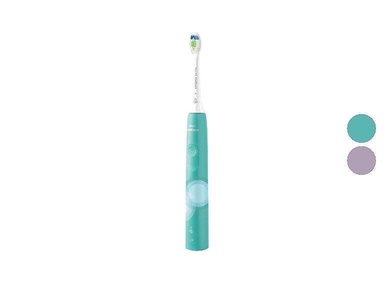 Philips Sonicare elektrische tandenborstel in teal met twee kleurstalen.